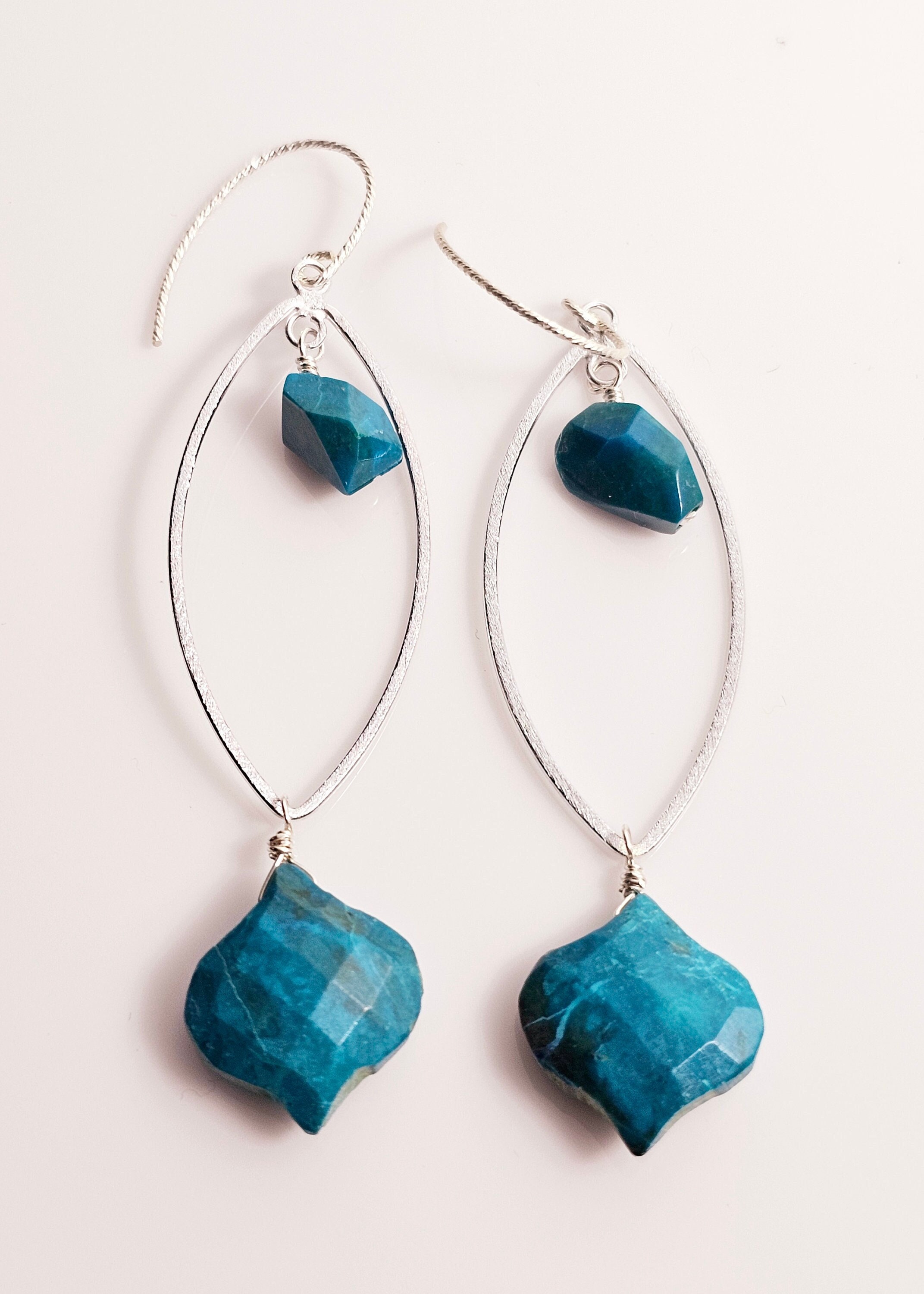 Sterling Silver And Chrysocolla Earrings