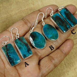 Chrysocolla Sterling Silver Hook Earrings: Handmade Gemstone Jewelry
