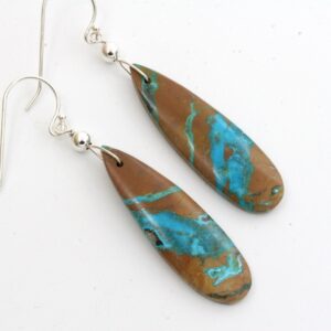Chrysocolla Teardrop Earrings: Sterling Silver Boho Jewelry