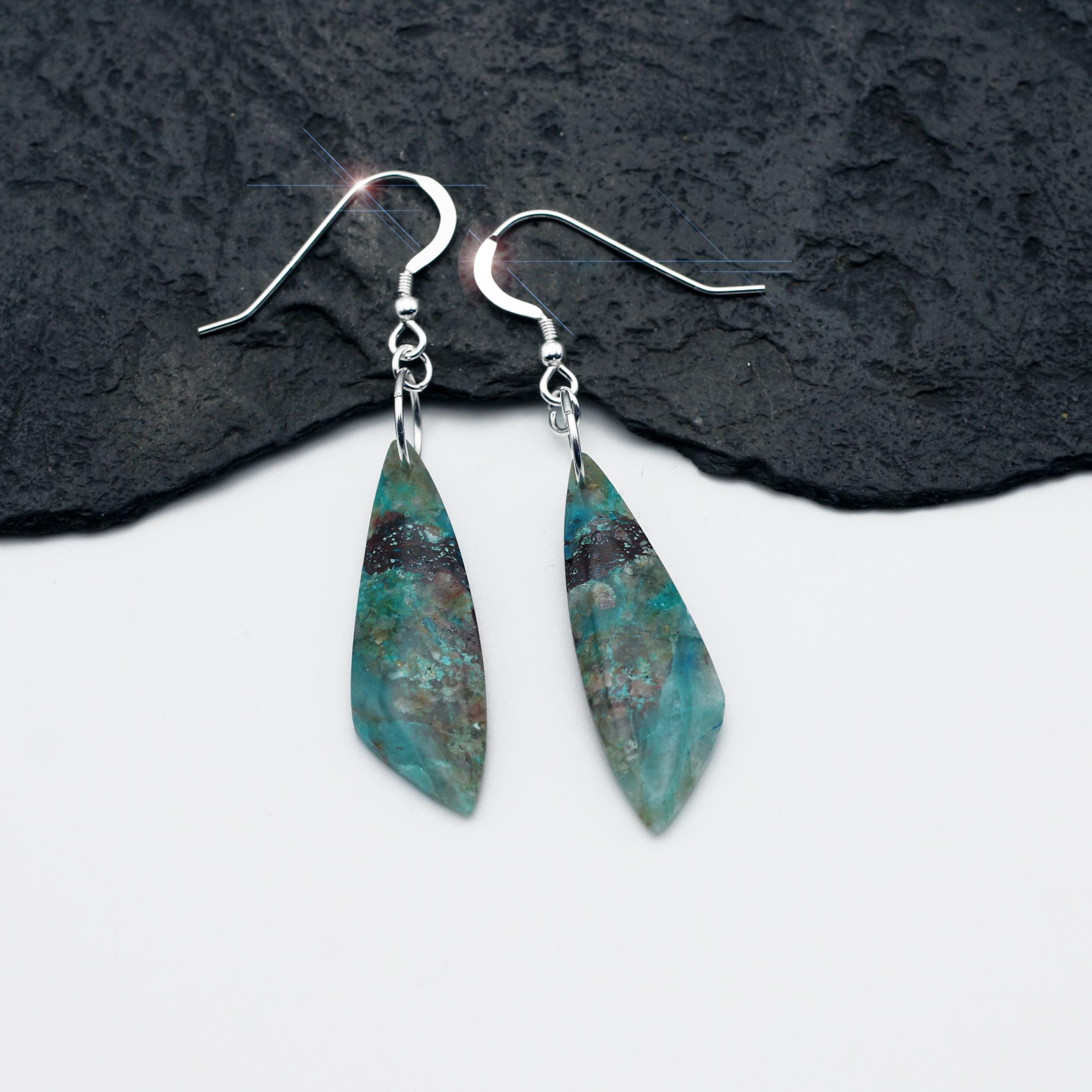 View From The Shore - Beautiful Natural Boulder Chrysocolla Earrings