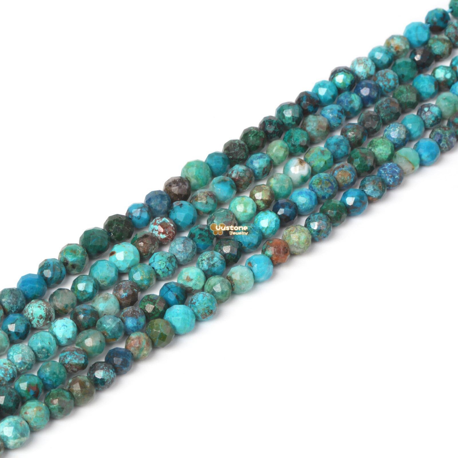 02743 4mm Faceted Chrysocolla Round Loose Beads Diy Jewelry Making Strand 15.5-16"