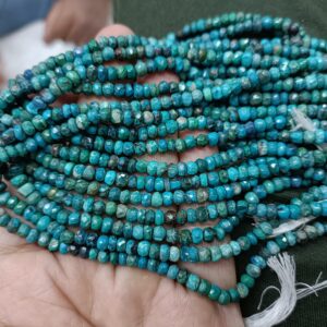 13 Inches Strand, Natural Chrysocolla Faceted Rondelles,Size 4.5mm