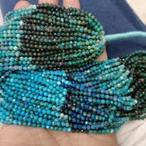 13 Inches Strand,Superb-Finest Quality,Natural Chrysocolla Faceted Rondelles,Size 3.5mm