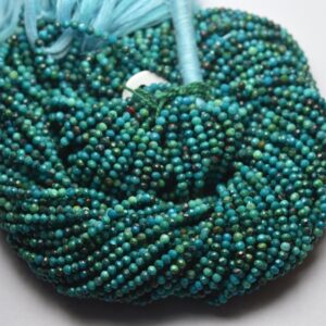 13 Inches Strand,Superb-Finest Quality,Natural Chrysocolla Faceted Rondelles,Size 2.20mm