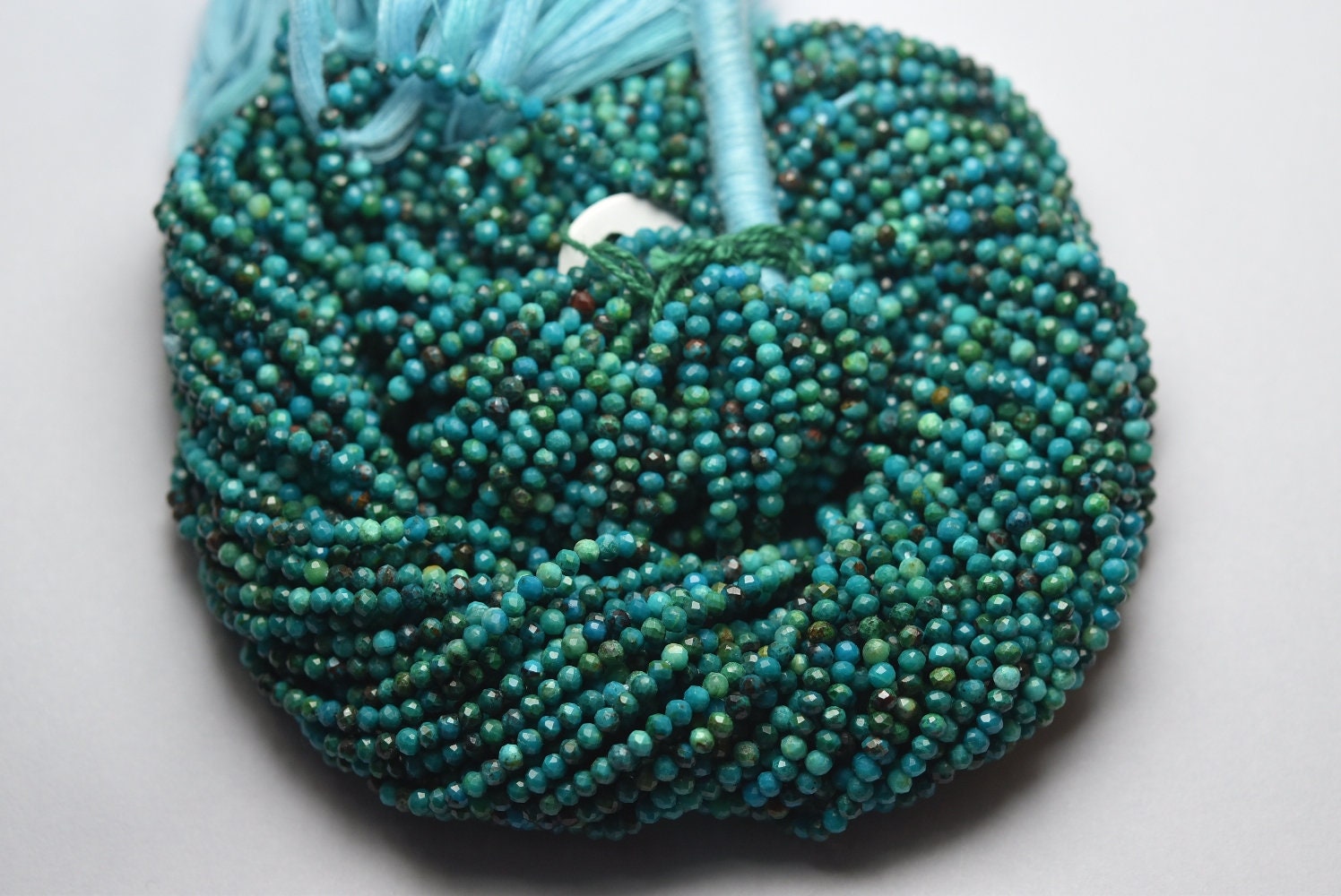 13 Inches Strand,superb-finest Quality,natural Chrysocolla Faceted Rondelles,size 2.20mm