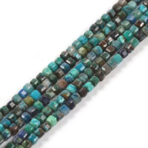 2mm Faceted Chrysocolla Cube Square Loose Beads DIY Jewelry Making Strand 15.5-16"
