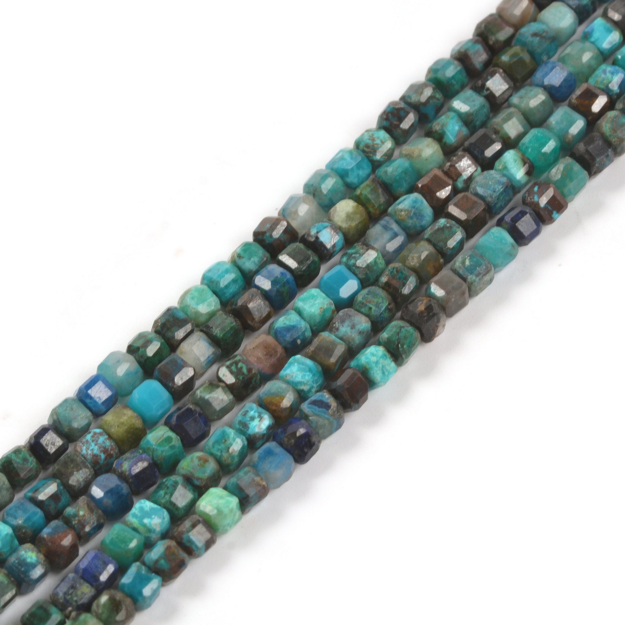 2mm Faceted Chrysocolla Cube Square Loose Beads Diy Jewelry Making Strand 15.5-16"