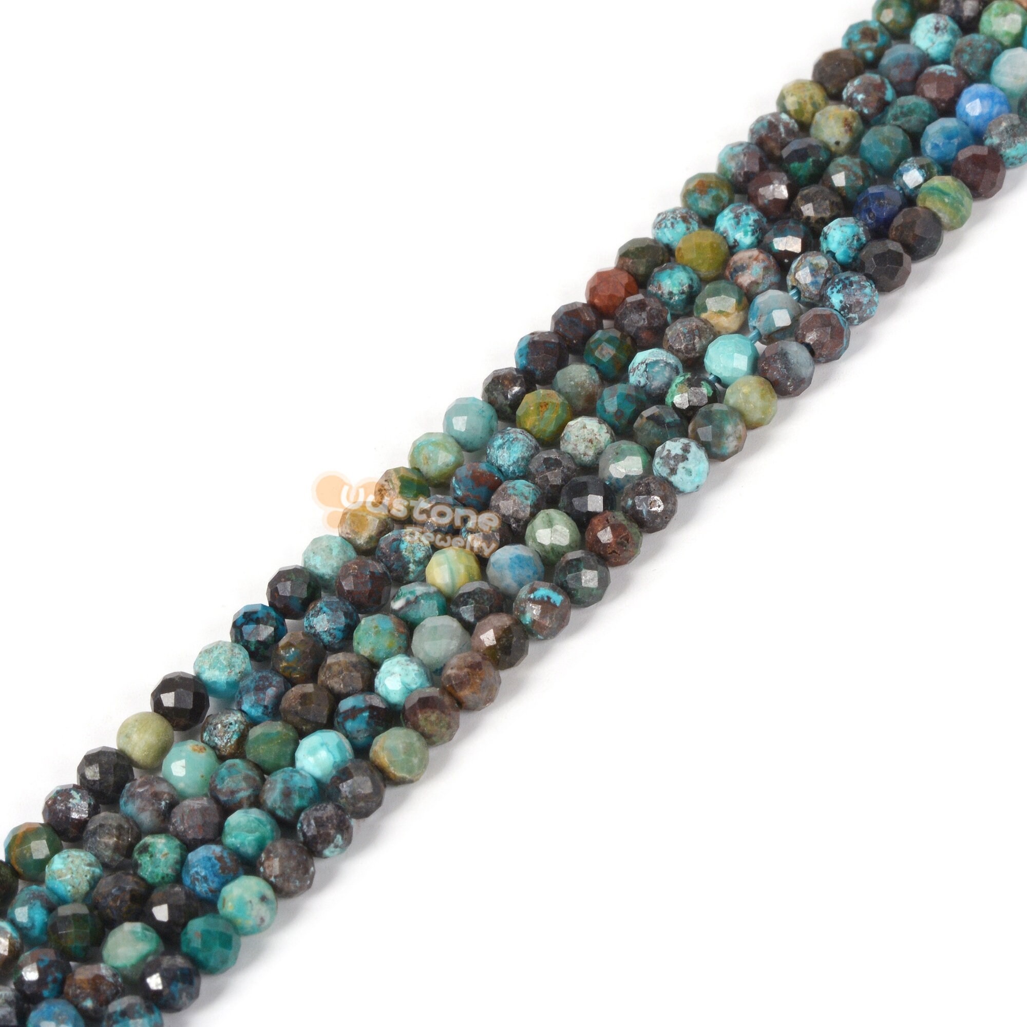 3mm To 4mm Chrysocolla Faceted Round Loose Beads Strand 15.5-16" Diy Jewelry Making