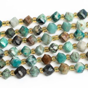 6mm Green Black Chrysocolla Beads Grade Aa Genuine Natural Gemstone Faceted Cube Loose Beads 15"/7.5" Bulk Lot Options (126556)