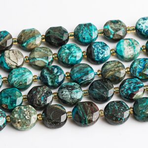 8mm Blue Brown Chrysocolla Beads Grade Aa Genuine Natural Gemstone Faceted Coin Loose Beads 15"/7.5" Bulk Lot Options