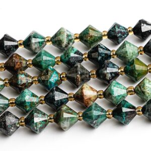 8mm Dark Green Chrysocolla Beads Grade Aa Genuine Natural Gemstone Bicone Faceted Loose Beads 15"/7.5" Bulk Lot Options (126724)