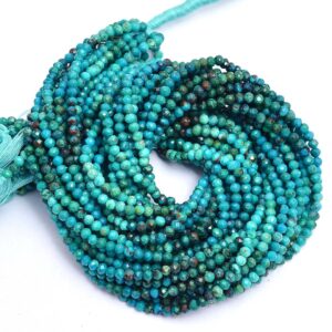 AAA+ Chrysocolla 2mm-2.5mm Micro Faceted Beads | Natural Multi Chrysocolla Semi Precious Gemstone Rondelle Loose Beads | 13"Strand