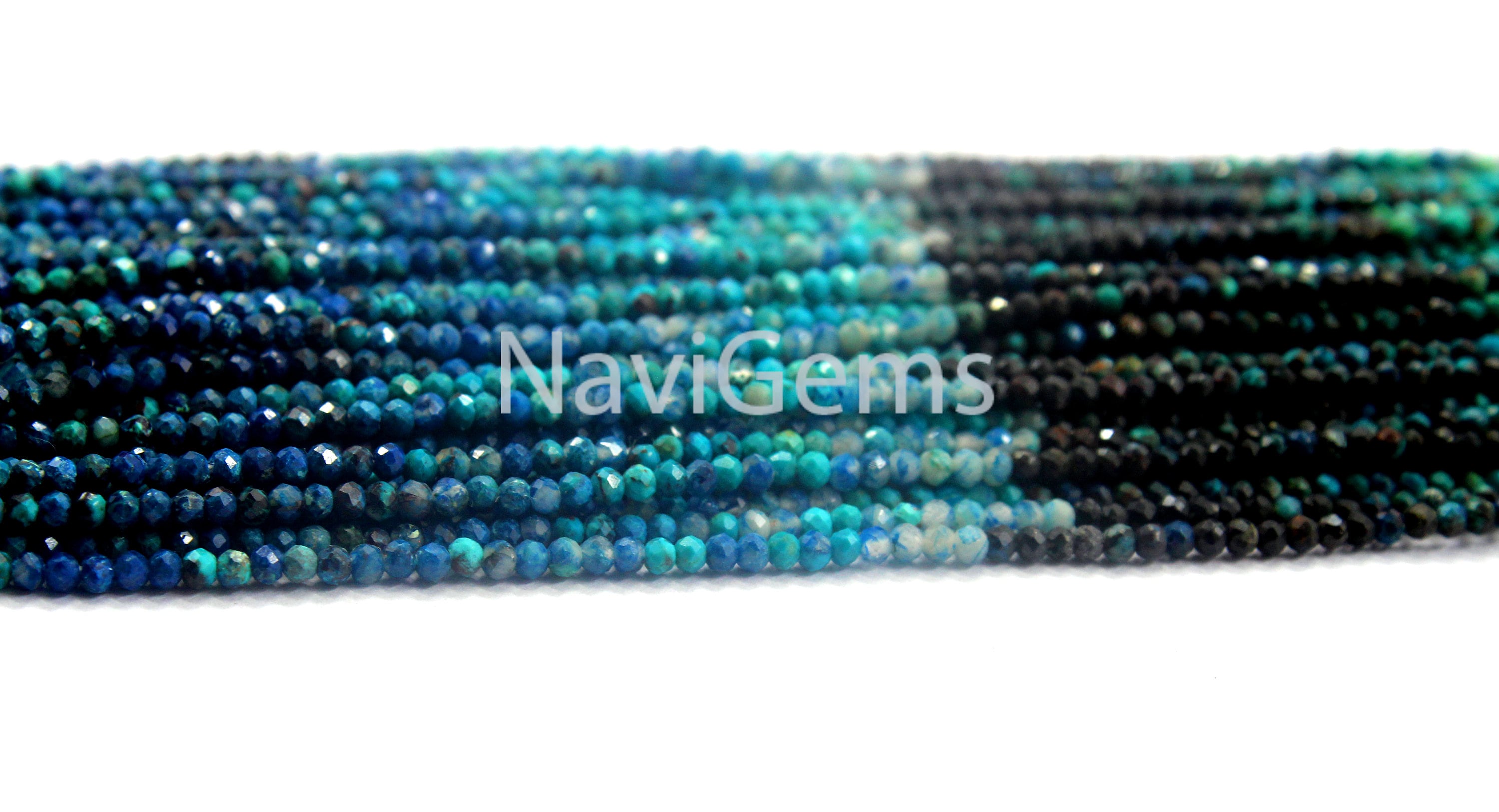 Aaa Chrysocolla Gemstone Beads: 2mm Faceted Rondelle, 12.5" Strand