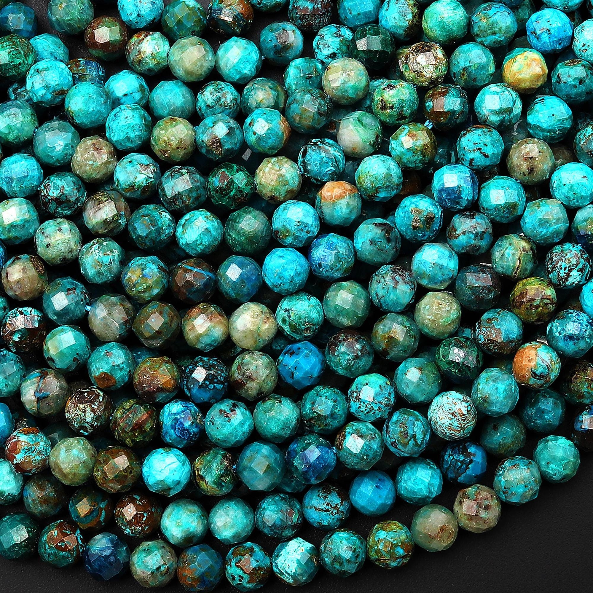 Aaa Faceted Natural Arizona Chrysocolla Round Beads 6mm Gemstone 15.5" Strand Aaa Faceted Natural Arizona Chrysocolla Round Beads 6mm Gemstone 15.5" Strand