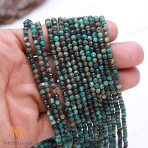 Aaa+ Natural Blue Chrysocolla Microcut Faceted Beads,3.3-3.5 Mm Chrysocolla Tiny Rondelle Beads,13"gemstone Beads For Handmade Jewelry