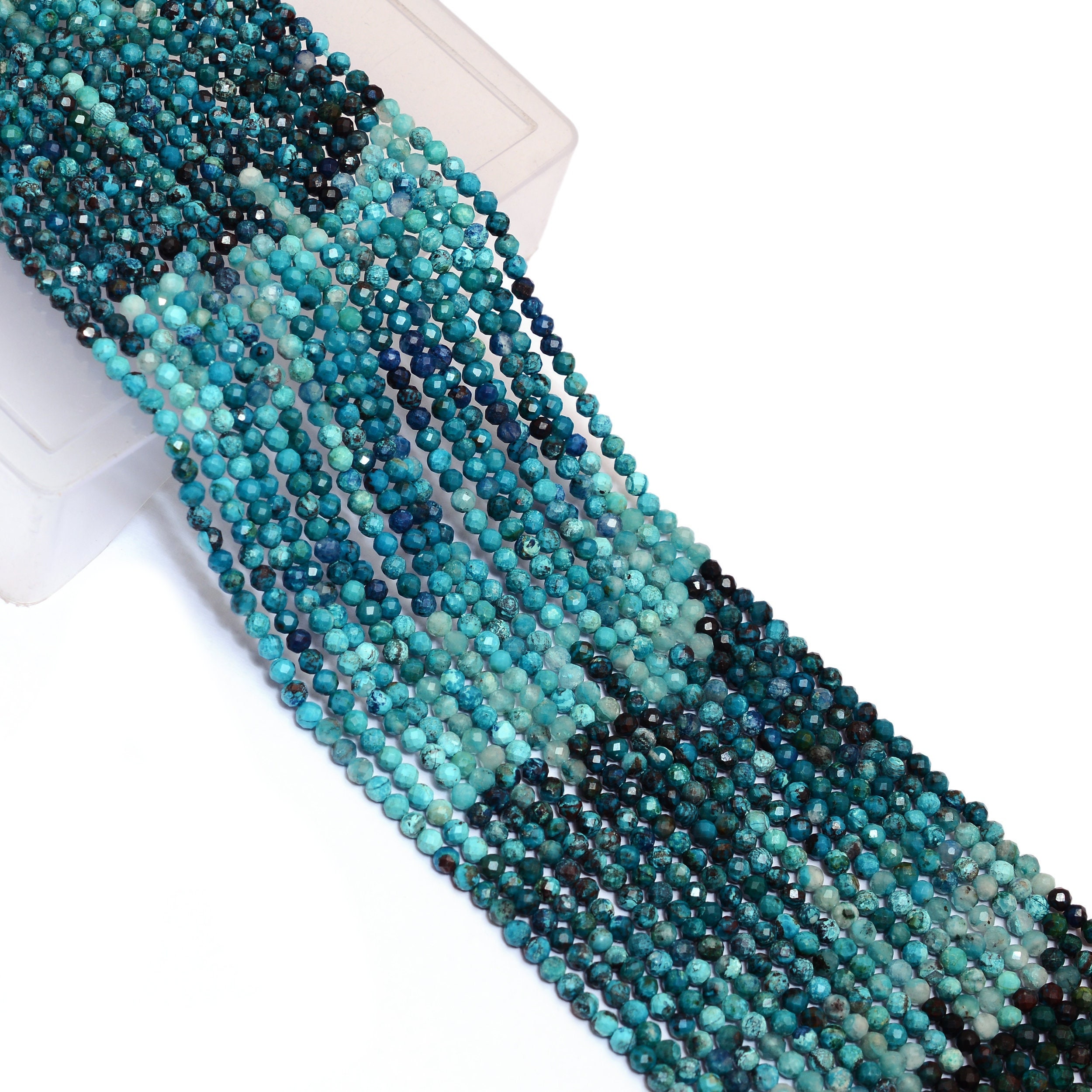 Aaa+ Natural Chrysocolla Gemstone 3mm-4mm Faceted Rondelle Beads | Multi Chrysocolla Semi Precious Gemstone Loose Faceted Beads | 13" Strand