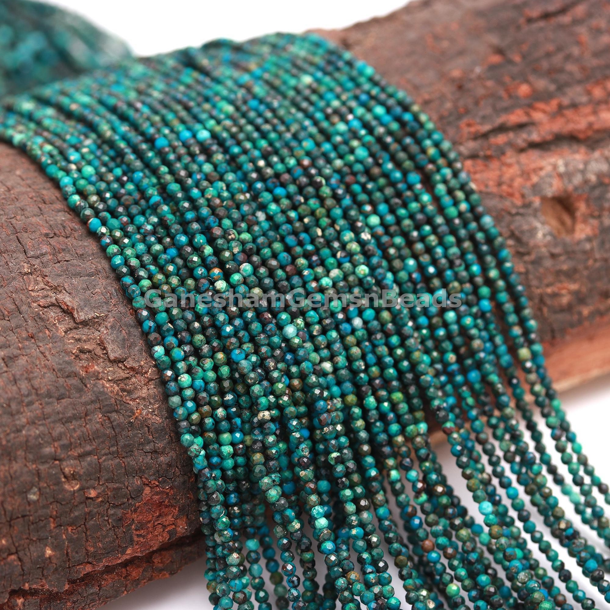 Aaa Natural Chrysocolla Faceted Round Beads, Blue Chrysocolla Micro Faceted Beads, Craft Making Jewelry, Semi Precious Gemstone Beads, Gifts