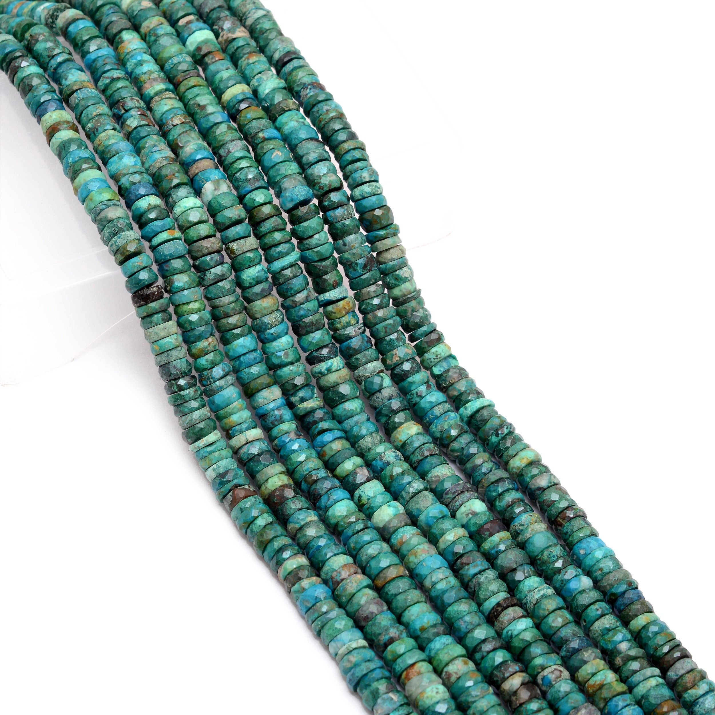 Natural Aaa+ Chrysocolla Gemstone 4mm-5mm Faceted Heishi Beads | Chrysocolla Semi Precious Gemstone Wheel / Tyre Rondelle Beads | 13" Strand Natural Aaa+ Chrysocolla Gemstone 4mm-5mm Faceted Heishi Beads | Chrysocolla Semi Precious Gemstone Wheel / Tyre Rondelle Beads | 13" Strand