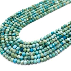 Natural Blue Chrysocolla Gemstone Faceted Rondelle 2mm X 4mm Beads - Rdf42