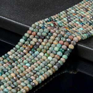 Natural Chrysocolla Fynchenite Gemstone Grade A Micro Faceted Rondelle 6x4mm Loose Beads (p89)