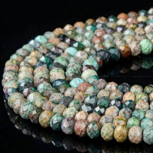 Natural Chrysocolla Fynchenite Gemstone Grade A Micro Faceted Rondelle 6x4mm Loose Beads Bulk Lot 1,2,6,12 And 50 (p89)