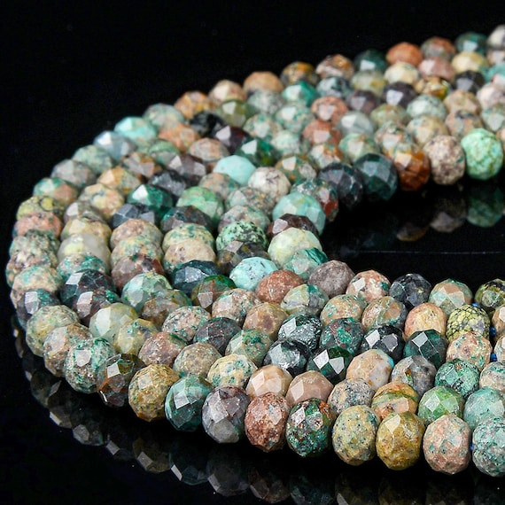 Natural Chrysocolla Fynchenite Gemstone Grade A Micro Faceted Rondelle 6x4mm Loose Beads Bulk Lot 1,2,6,12 And 50 (p89)