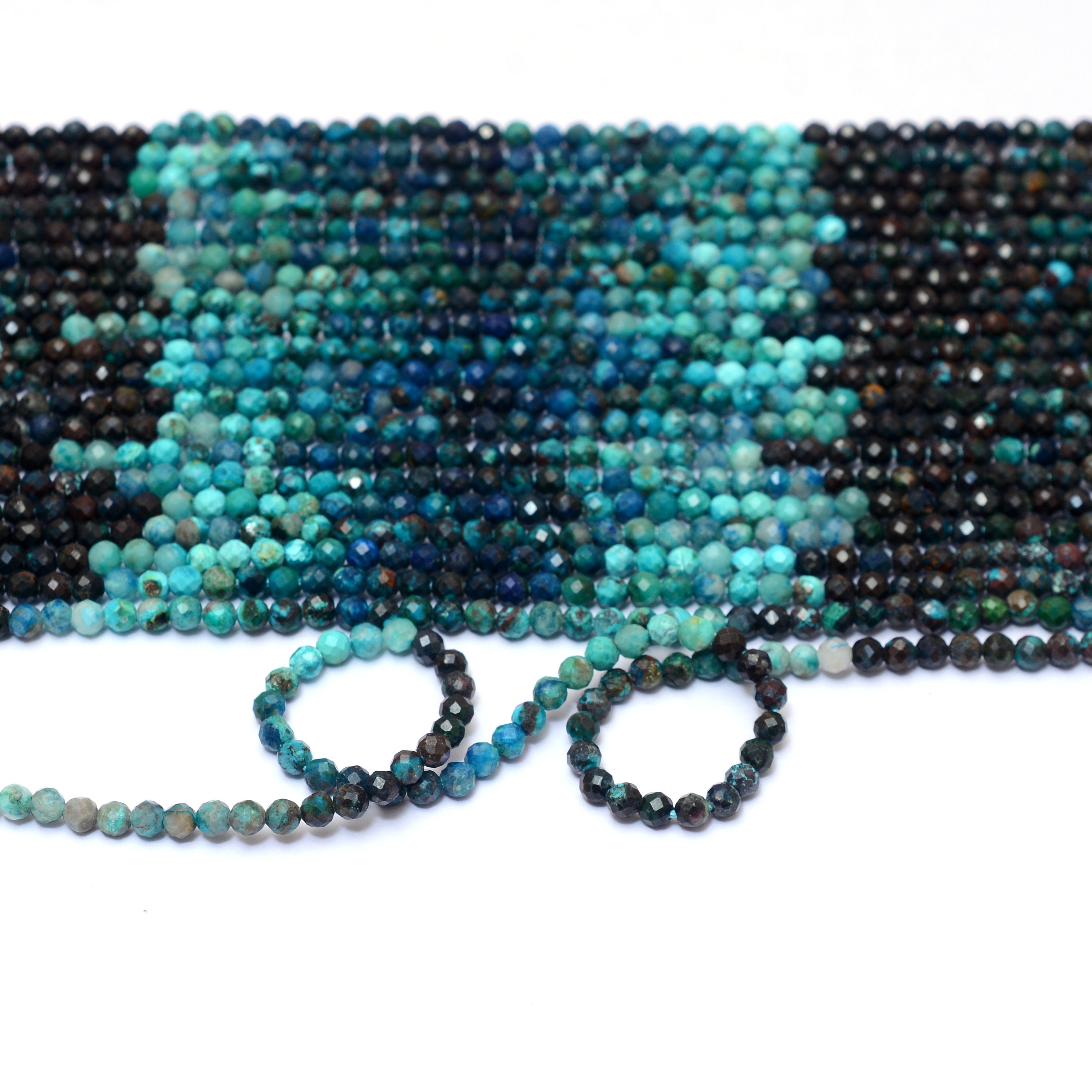 Natural Chrysocolla Gemstone 3mm-4mm Faceted Rondelle Beads | Multi Chrysocolla Semi Precious Gemstone Loose Faceted Beads | 13" Strand