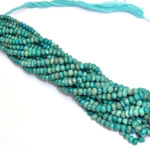 Natural Chrysocolla Gemstone 5mm-7mm Faceted Rondelle Beads | Chrysocolla Semi Precious Gemstone Rondelle Loose Faceted Beads | 16" Strand