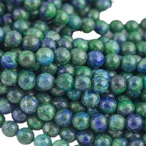 Natural Chrysocolla - NO DYE - High Quality in Faceted Round- 6mm, 8mm, 10mm, 12mm, 14mm- Full 16 Inch strand Gemstone Beads