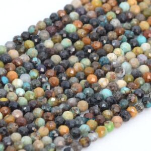 Sale 2mm Multicolor Chrysocolla Beads A Genuine Natural Gemstone Full Strand Faceted Round Loose Beads 15.5" Bulk Lot Options (107806-2534)