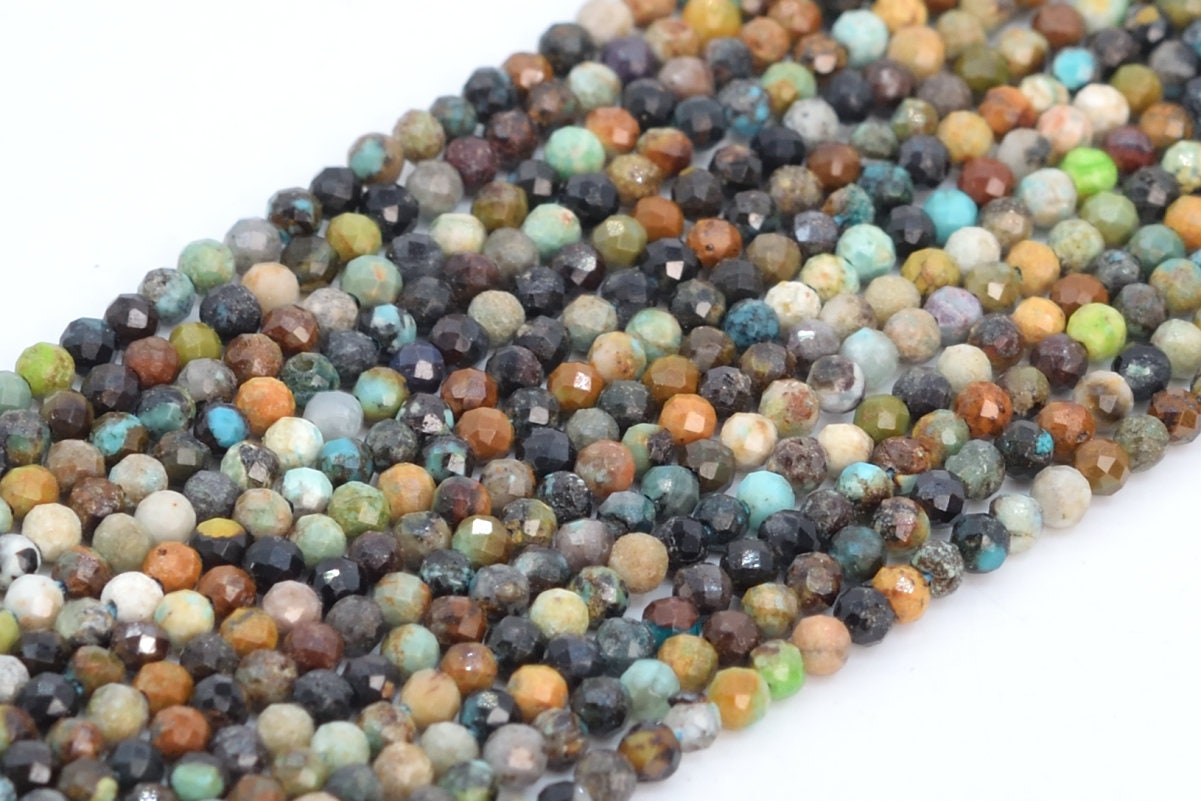 Sale 2mm Multicolor Chrysocolla Beads A Genuine Natural Gemstone Full Strand Faceted Round Loose Beads 15.5" Bulk Lot Options (107806-2534)