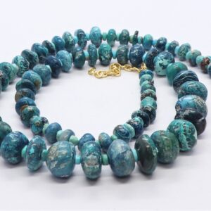Aaa Natural Chrysocolla Smooth Rondelle Shape Beads, Plain Chrysocolla Beads, 6-11 Mm Chrysocolla Beads, 19 Inch Smooth Chrysocolla Necklace