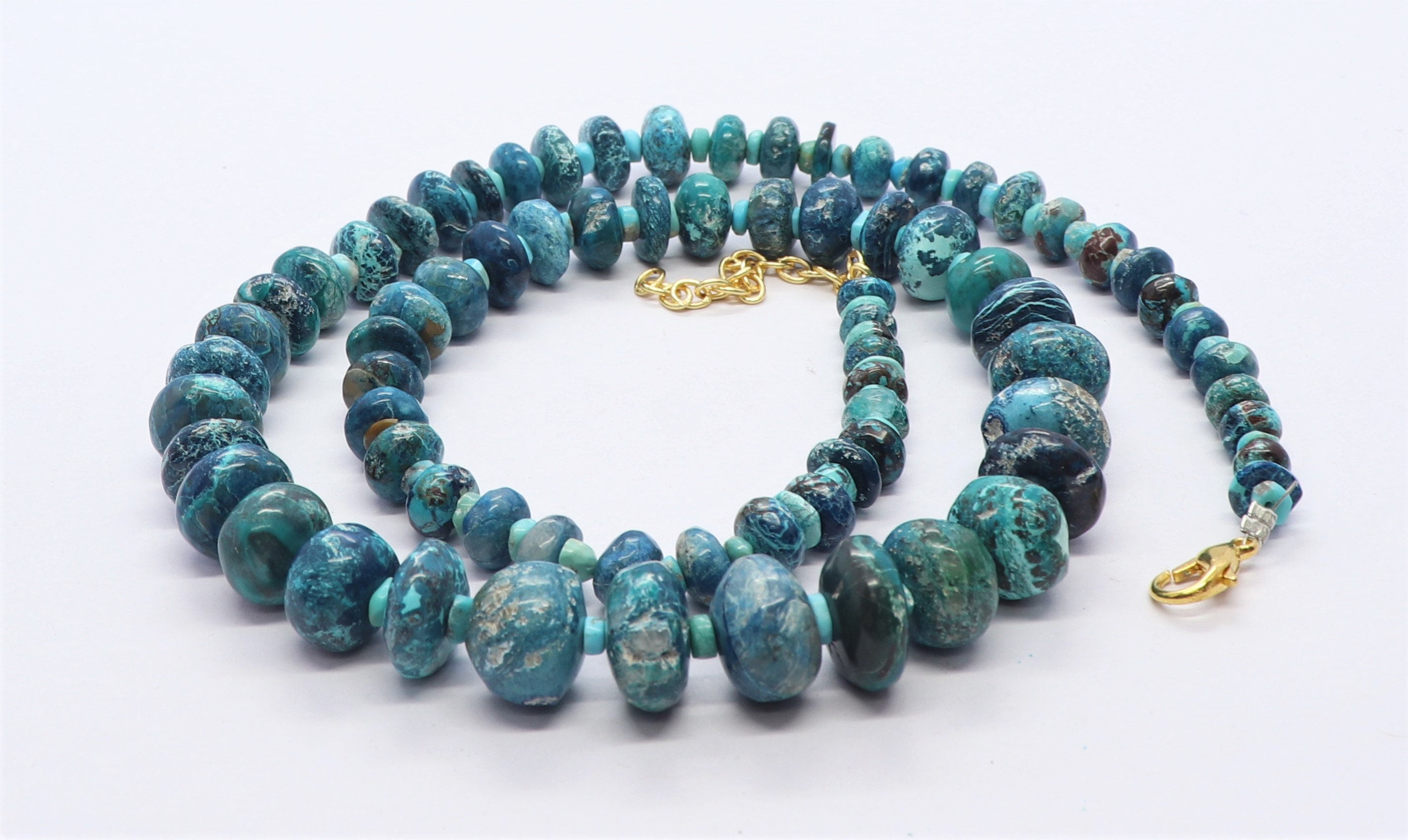 Aaa Natural Chrysocolla Smooth Rondelle Shape Beads, Plain Chrysocolla Beads, 6-11 Mm Chrysocolla Beads, 19 Inch Smooth Chrysocolla Necklace
