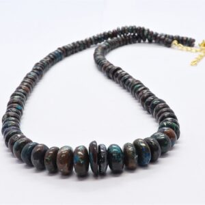 AAA Natural Chrysocolla Smooth Rondelle Shape Beads, Plain Chrysocolla Beads, 5.5-12 MM Chrysocolla Beads, 18" Smooth Chrysocolla necklace