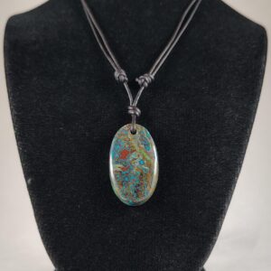 Chrysocolla Adjustable Leather Necklace Handmade By Chris Hay