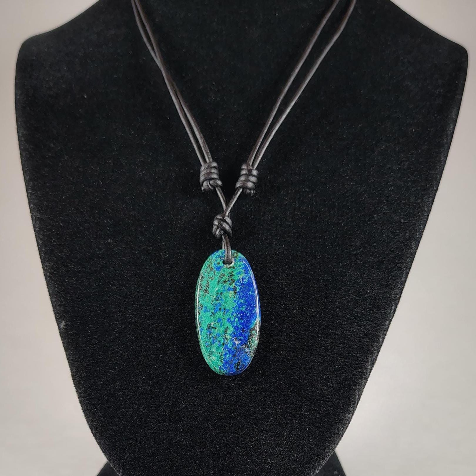 Chrysocolla Adjustable Leather Necklace Handmade By Chris Hay