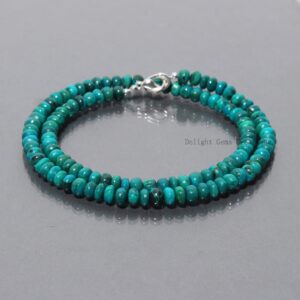 Chrysocolla Beaded Necklace, Green-blue Rondelle Gemstone