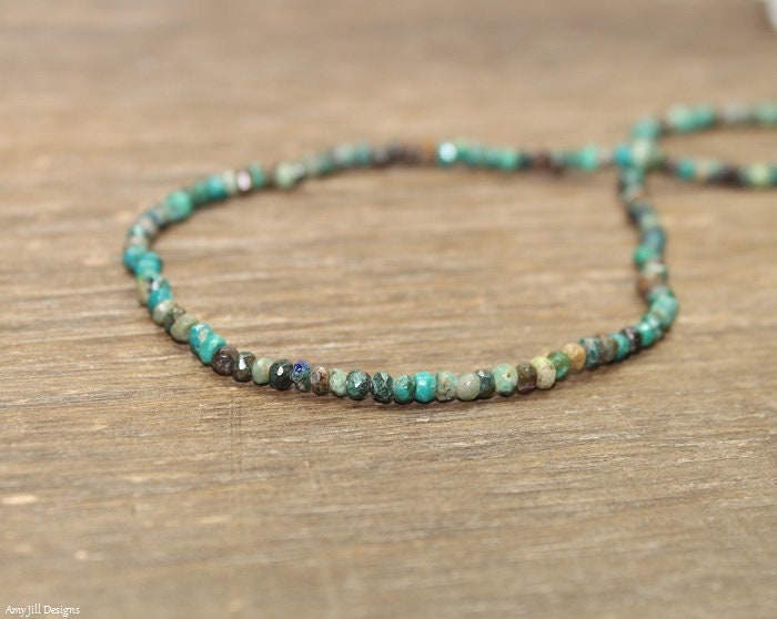 Chrysocolla Necklace, Beaded, Stacking, Chrysocolla Jewelry, Gemstone Jewelry