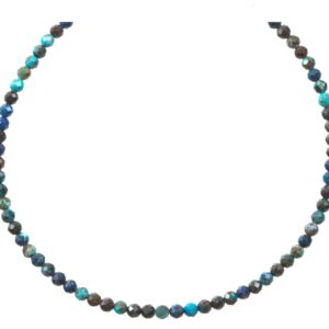 Chrysocolla Blue Necklace 14k Gold filled or Sterling Silver 18 19 Inch Chain Faceted Natural Earthy 3mm Blue Solid Strand Dainty Dark Blue