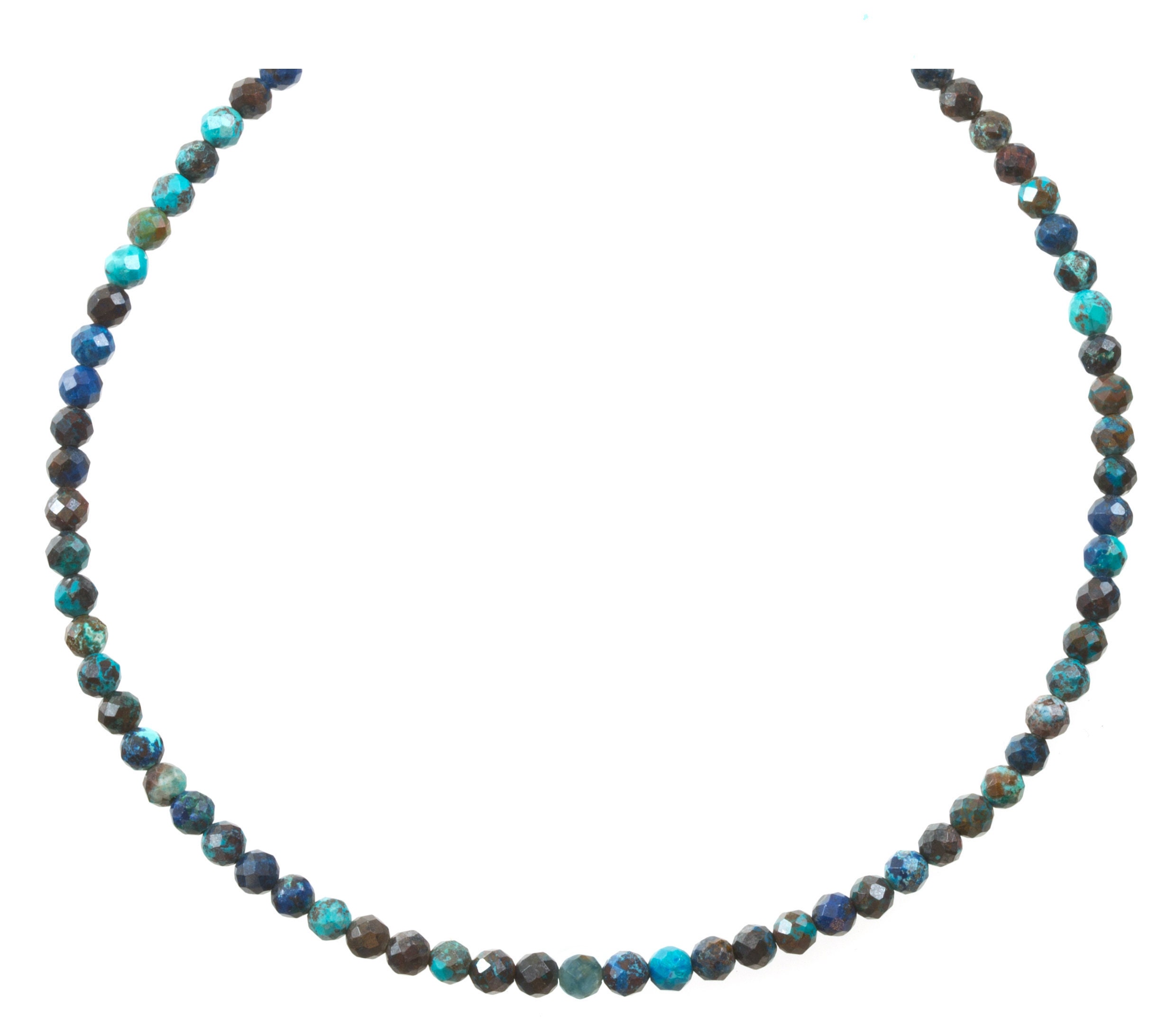 Chrysocolla Blue Necklace 14k Gold Filled Or Sterling Silver 18 19 Inch Chain Faceted Natural Earthy 3mm Blue Solid Strand Dainty Dark Blue