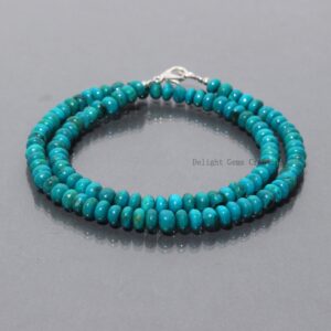 Blue Chrysocolla Beaded Necklace, 5.5-6mm Rondelle Beads, 17 Inch