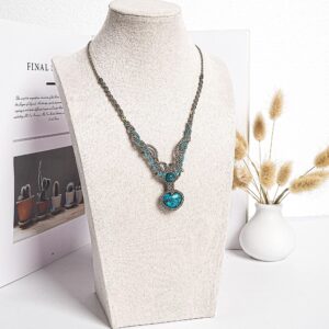 Blue Chrysocolla Macrame Necklace Genuine Natural Grade Aaa Chrysocolla Necklace Gemstone Neckalce(95929)