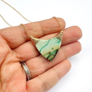 Colorful Chrysocolla Natural Gemstone Necklace, Gold Filled Jewelry, Handmade in Seattle Mrs Robinsons Affair Gift for Her Ready to Ship