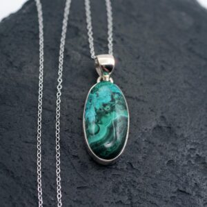 Dreamscape - Beautiful Natural Chrysocolla and Malachite Sterling Silver Necklace