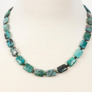 Chrysocolla Gemstone Necklace, Blue Green Natural Stone Choker - Handmade Gemstone Jewelry