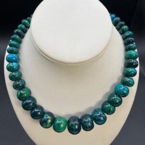 Chrysocolla Necklace, Genuine Natural Green Rondelle Beads, Custom Made Toggle Clasp