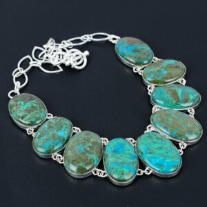 Chrysocolla Necklace: Handmade 925 Sterling Silver Gemstone Jewelry