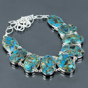 Handmade Copper Chrysocolla Necklace: 925 Sterling Silver, Adjustable