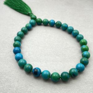 Chrysocolla Mala Necklace: 27 Hand Knotted Beads For Yoga Meditation