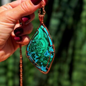 Malachite & Chrysocolla Necklace - for Protection, Healing, and Transformation - malachite necklace